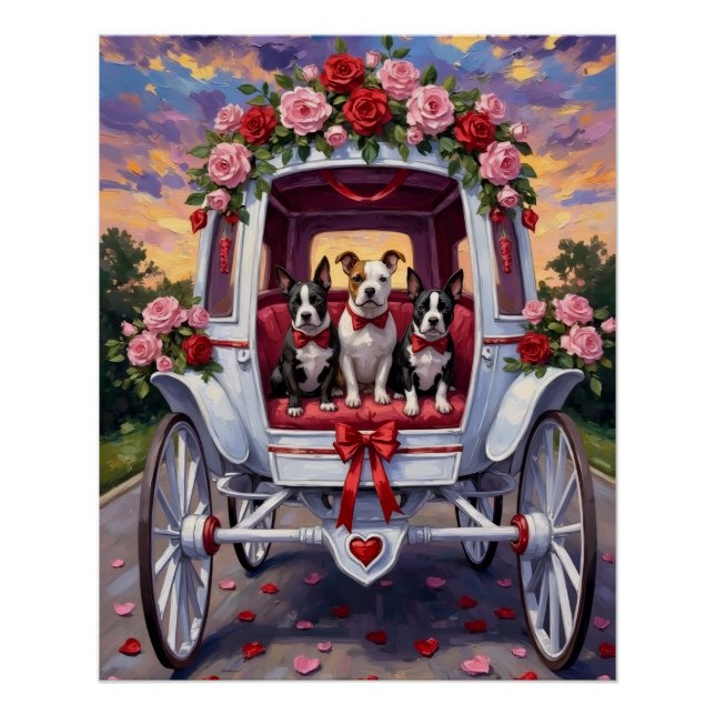Póster American Staffordshire Dog Valentine's Day (Frente)