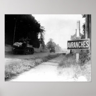 Póster American Tanks in Avranches France World War II