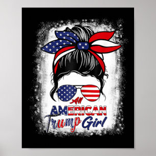 Poster American Trump Girl 4 De Julho Mensagem Bun Pro Tr