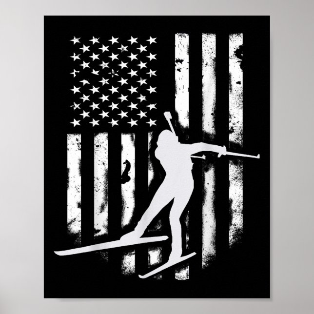 Poster American Usa Flag Nórdico Ski Legal Skier Gift Top (Frente)
