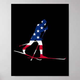 Poster American Usa Flag Nórdico Ski Legal Skier Gift Top