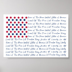 Poster American USA Flag Tipografia Red White Azul