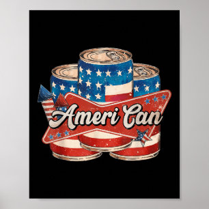 Poster Americano Ameri Can 4 de Julho Retro Usa Cerveja P