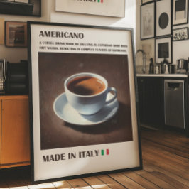 Poster Americano Café Wall Art, Italiano Espresso Beber