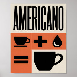 Poster Americano Coffee Formula Minimalist Orange 