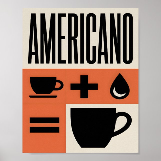 Poster Americano Coffee Formula Minimalist Orange  (Frente)