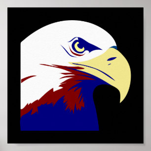 Póster Americano Eagle do vermelho, o branco & o azul