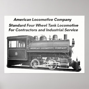 Póster Americano Locomotiva Empresa 0-4-0 T