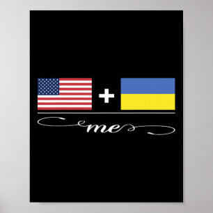 Poster Americano + Ucraniano = Bandeiras Dos EUA E Da Ucr