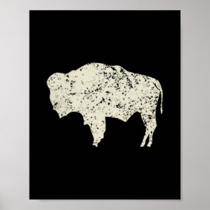 Poster Americano Vintage Búfalo Silhueta Amor Homens Mulh