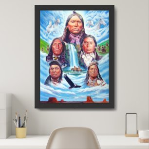 Poster Americanos nativos: Famosos Chefes Indianos de Pin