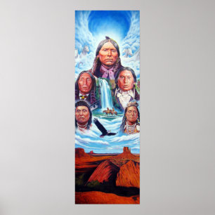 Poster Americanos nativos Famosos Pintura dos Chefes Indi