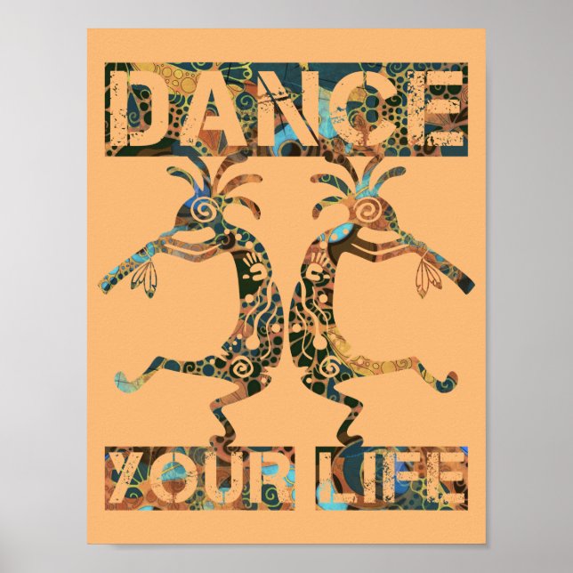 Poster Americanos nativos Kokopelli - Dance sua vida 1 (Frente)