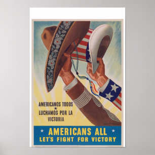 Póster Americanos toda a guerra do vintage