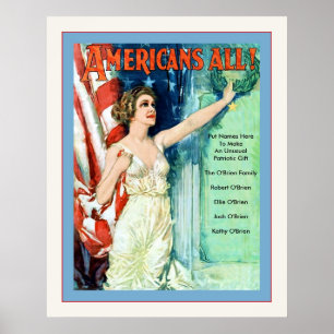 Póster Americanos todos! Guerra mundial personalizada ~ 1