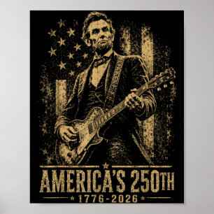 Poster Américas 250º Abraham Lincoln Tocando Violão
