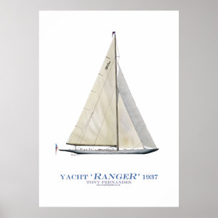 Poster americas cup yacht 'ranger', tony fernandes