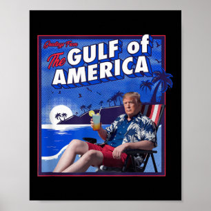 Poster Américas Golfo México Presidente Sombrero Verão