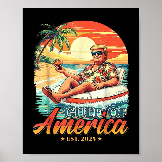 Poster Américas Golfo Trump 2024 Retro Beach Usa America  (Frente)