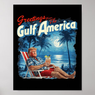 Poster Américas Golfo Trump 2024 Retro Beach Usa America