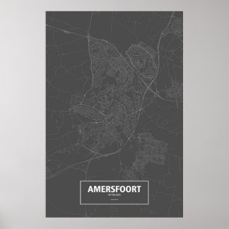 Póster Amersfoort, Países Baixos (branco sobre preto)