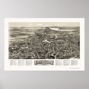 Póster Amesbury, mapa panorâmico das MÃES - 1914