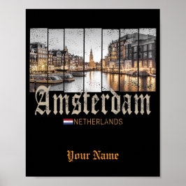 Poster Amesterdã Holanda - Vintage souvenir