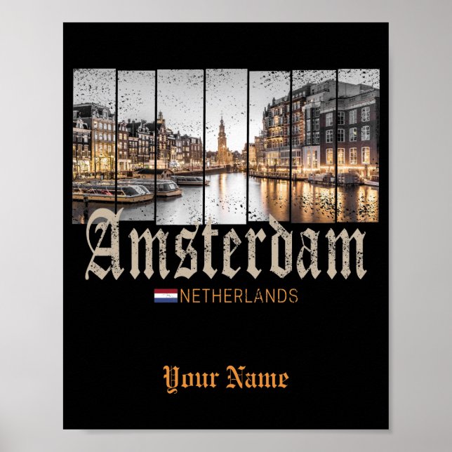 Poster Amesterdã Holanda - Vintage souvenir (Frente)