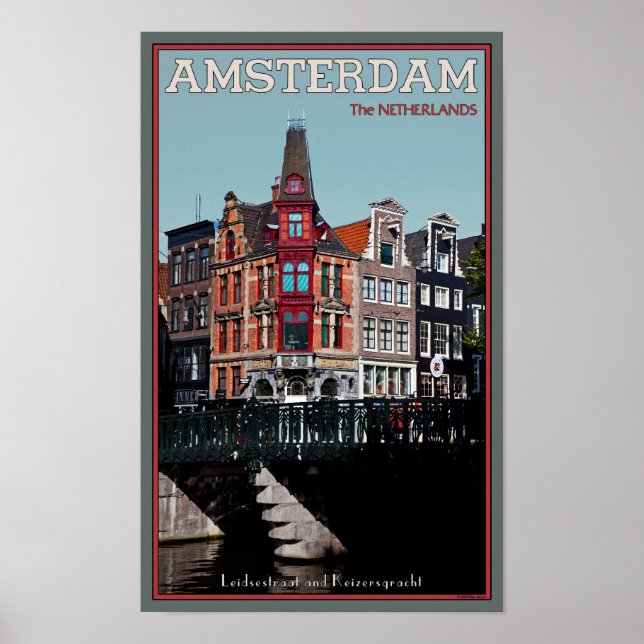 Póster Amesterdã - Leidsestraat - Keizersgracht (Frente)