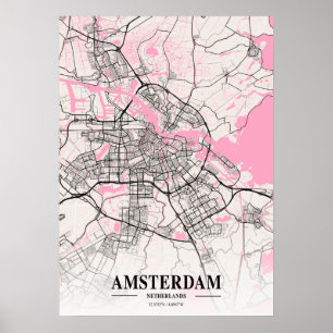 Poster Amesterdã - Mapa da Cidade Neapolítica dos País