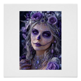 Póster Amethyst Moon Calavera – Purple Day of the Dead