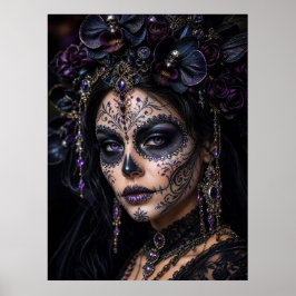 Poster Amethyst Orchid Calavera – Gothic Sugar Skull