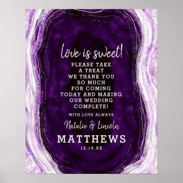 Poster Ametyst Purple Geode Love é doce sinal de casament (Frente)
