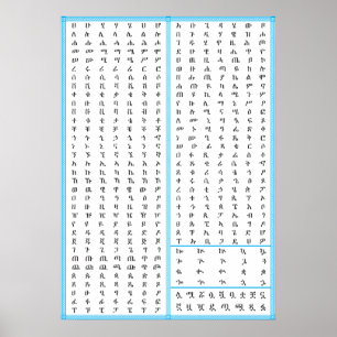 Poster Amharic Geez Etíope Fidel HAHU e ABUGIDA
