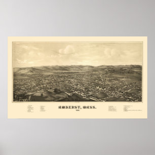Póster Amherst, mapa panorâmico das MÃES - 1886