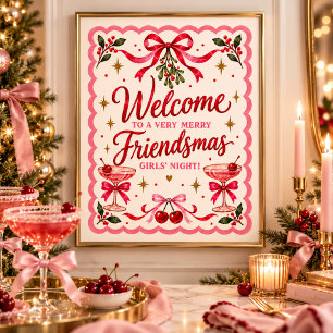 Poster Amigas do Natal Cor-de-Rosa Retrô Boas Festas par
