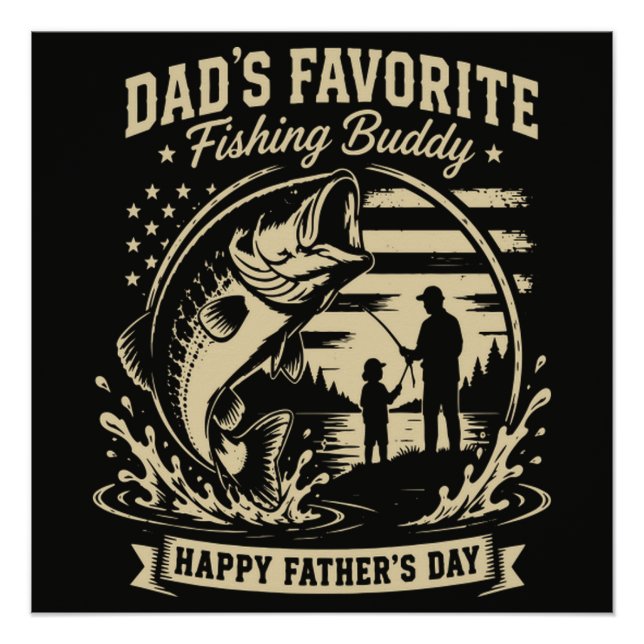 Póster Amigo de pesca do papai (Frente)