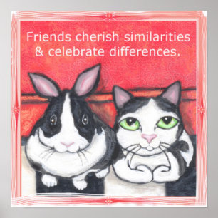 Póster Amigos do gato do coelho & do smoking de coelho