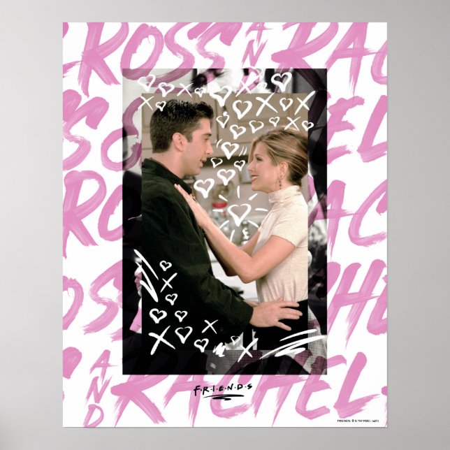 Poster AMIGOS™ | Ross E Rachel Doodled Hearts (Frente)