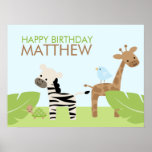 Poster Amigos Safari<br><div class="desc">Adicione o seu próprio texto e use esta poster como sinal de boas-vindas à sua festa ou como parte da decoração do quarto dos seus filhos. Gráficos © Cocoa Studio</div>