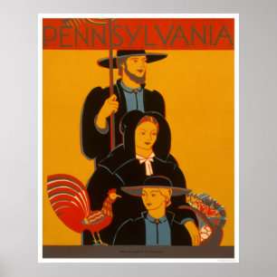 Poster Amish Family Lancaster 1937 WPA