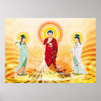 Poster Amitabha Buddha e Bodhisattva