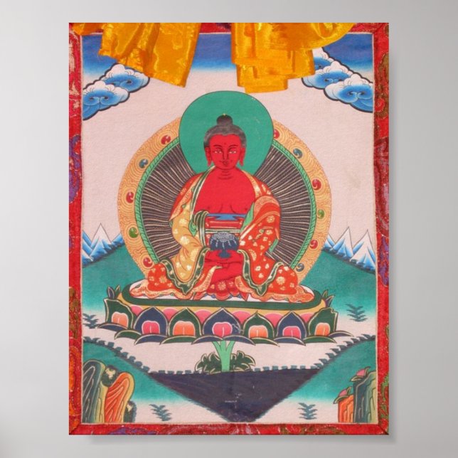 Poster Amitabha Buddha Tibetan Budista Thangka Art (Frente)