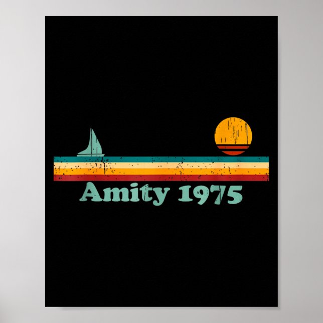 Poster Amity 1975 Retro Sailboat And Sunset Design Idea  (Frente)