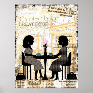 Póster Amizade do café do restaurante