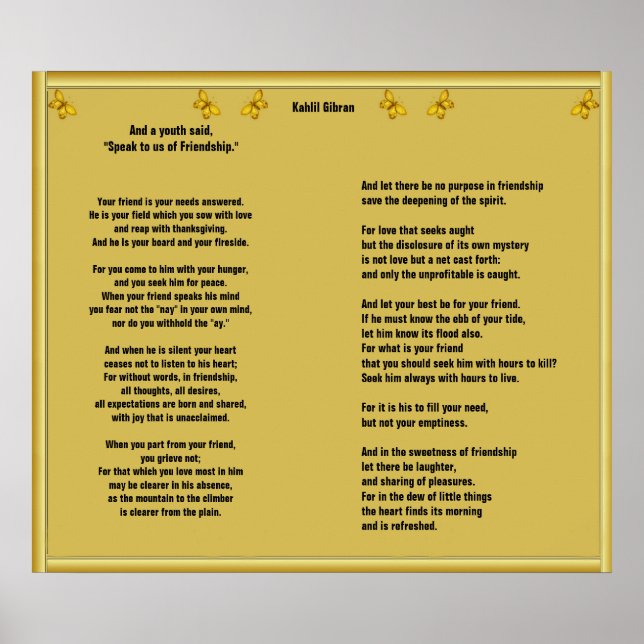 Poster Amizade por Kahlil Gibraltar (Frente)