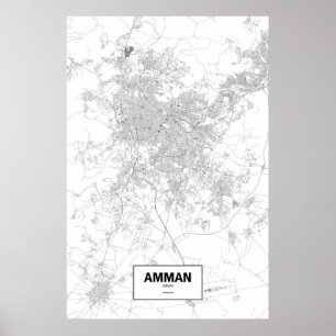 Poster Amman, Jordão (preto no branco)