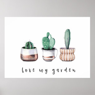 Poster Amo Meu Jardim Cactus