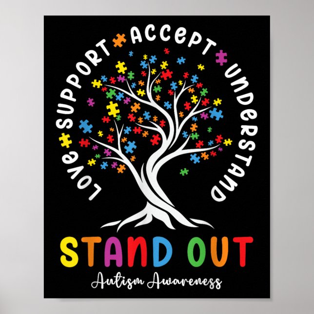 Poster Amo Suporte Aceite Compreender Consciência Autismo (Frente)