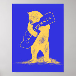 Póster Amo-Te, Califórnia. Azul e Dourado